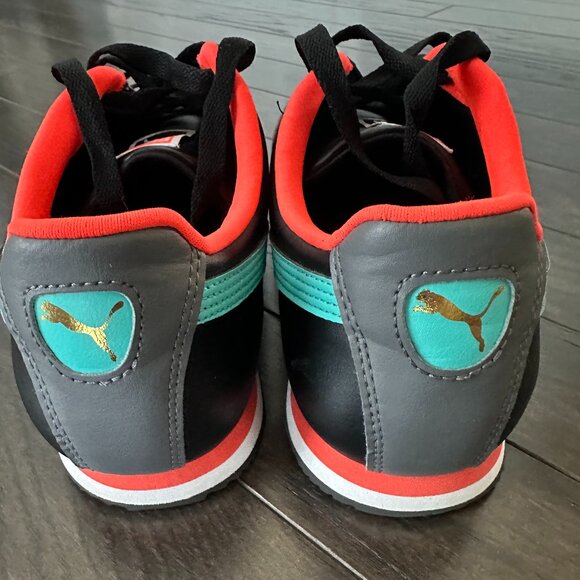 Puma Black, Teal and Red Roma Sneakers, US 10.5 - Picture 6 of 8